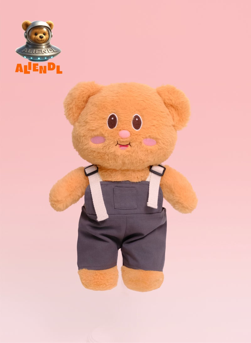 ALIENDL Happy Bear – Plush Teddy Bear Stuffed Animal Toy for Baby Kids, Soft Cute Bear Plush Gift Set with Removable Clothes & Pouch, Perfect Gift for Kids, Friends & Couples - Image 2