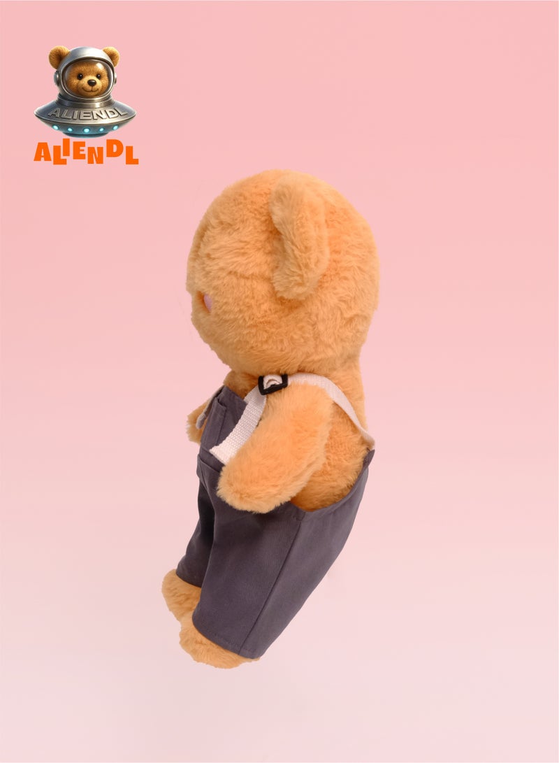 ALIENDL Happy Bear – Plush Teddy Bear Stuffed Animal Toy for Baby Kids, Soft Cute Bear Plush Gift Set with Removable Clothes & Pouch, Perfect Gift for Kids, Friends & Couples - Image 3