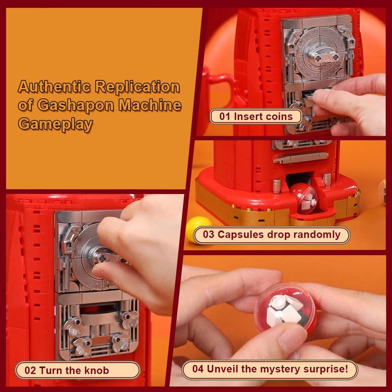 PANTASY Retro Gumball Machine Building Block Set, with 12 Micro Building Blocks and 12 Lucky Notes for Multiple Gameplay Desktop Collectible-Quality Classic Gumball Machine Assembly Blocks Kit - Image 3