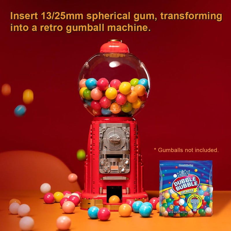 PANTASY Retro Gumball Machine Building Block Set, with 12 Micro Building Blocks and 12 Lucky Notes for Multiple Gameplay Desktop Collectible-Quality Classic Gumball Machine Assembly Blocks Kit - Image 5
