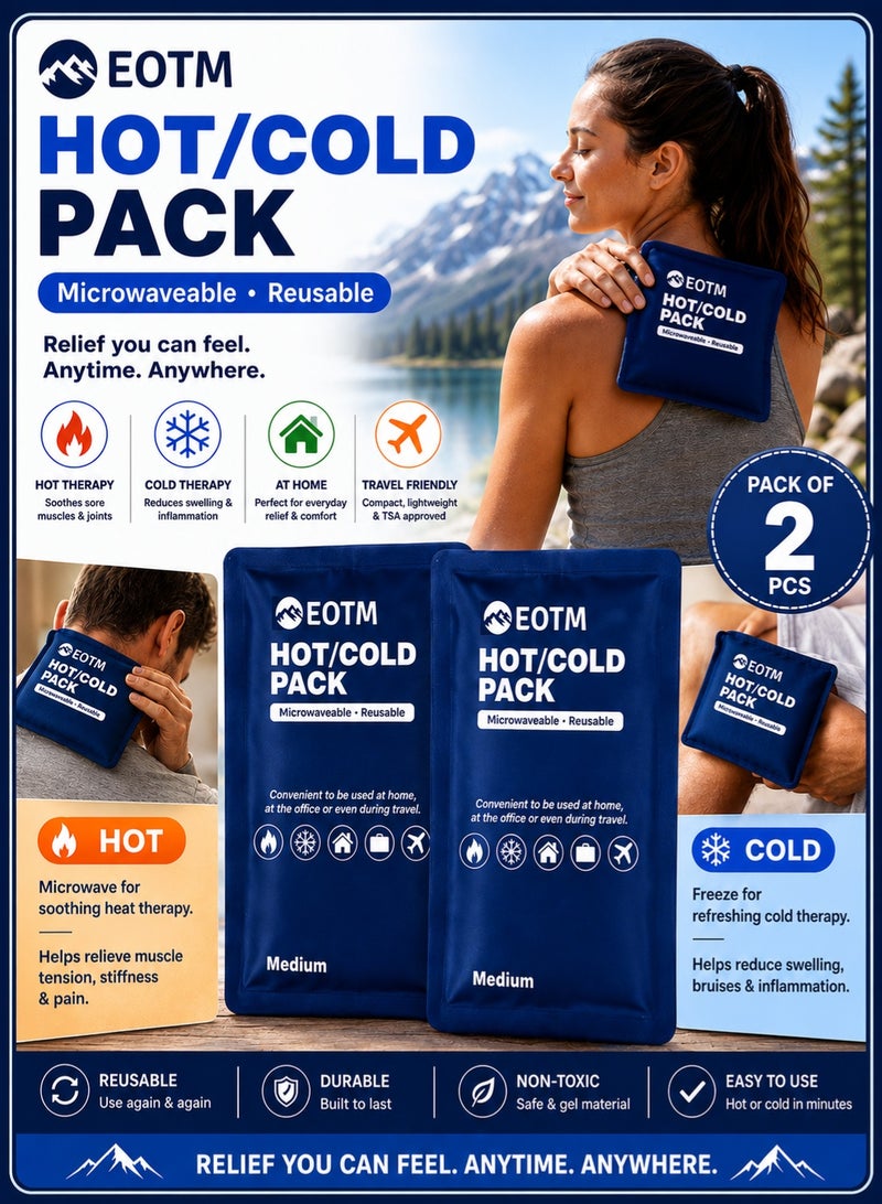 EOTM Pack Of 2 Reusable Hot and Cold Gel Pack For Pain Relief, Injuries, and Cold Therapy - Image 1