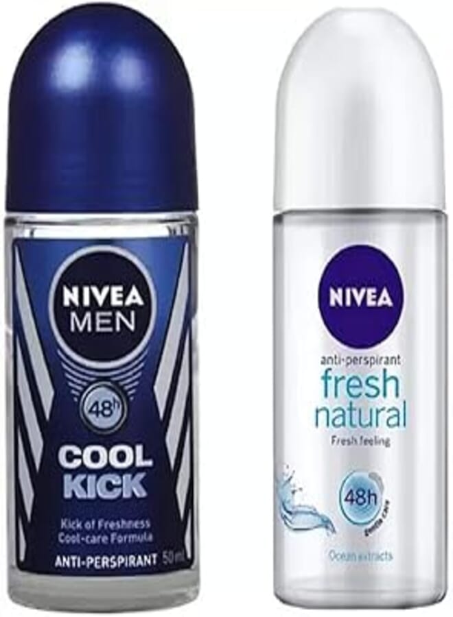 NIVEA COOLKICK, FRESH NATURAL #408 Deodorant Roll-on - For Men & Women (50 ml, Pack of 2)