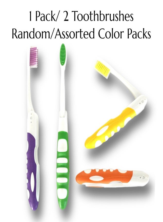 ALAZCO Pack of 2pc Comfort Hold Travel Toothbrush On The Go Folding Medium Bristle Brushes Compact Size Ergonomic Foldable Tooth Brush Camping Gym School Locker Backpack TSA Approved - Assorted Colors - Image 5