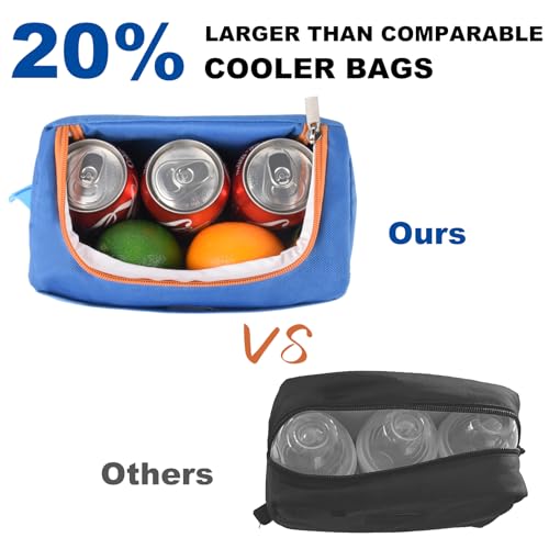 Genteen Small Cooler Bag with Ice Packs,Freezable Lunch Bag Snack Bag,Small Insulated Bag Reusable Lunch Bag Kids with Zip Closure & Buckle Handle for Travel/School/Work,Blue - Image 3