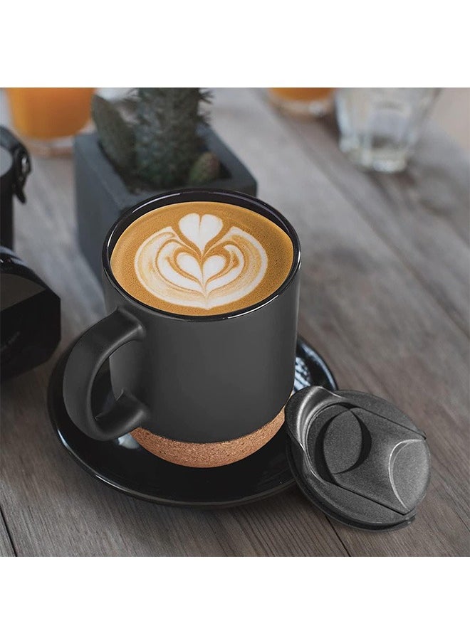 Garlo - Coffee Mugs Set of 2, Ceramic Mug with Insulated Cork Bottom and Splash Proof Lid, Large Coffee Mug with Handle, Valentines Day Gifts for Men, Women - Image 1