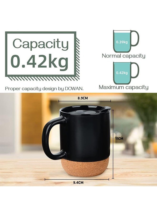 Garlo Coffee Mugs Set of 2, Ceramic Mug with Insulated Cork Bottom and Splash Proof Lid, Large Coffee Mug with Handle, Valentines Day Gifts for Men, Women  - Image 2