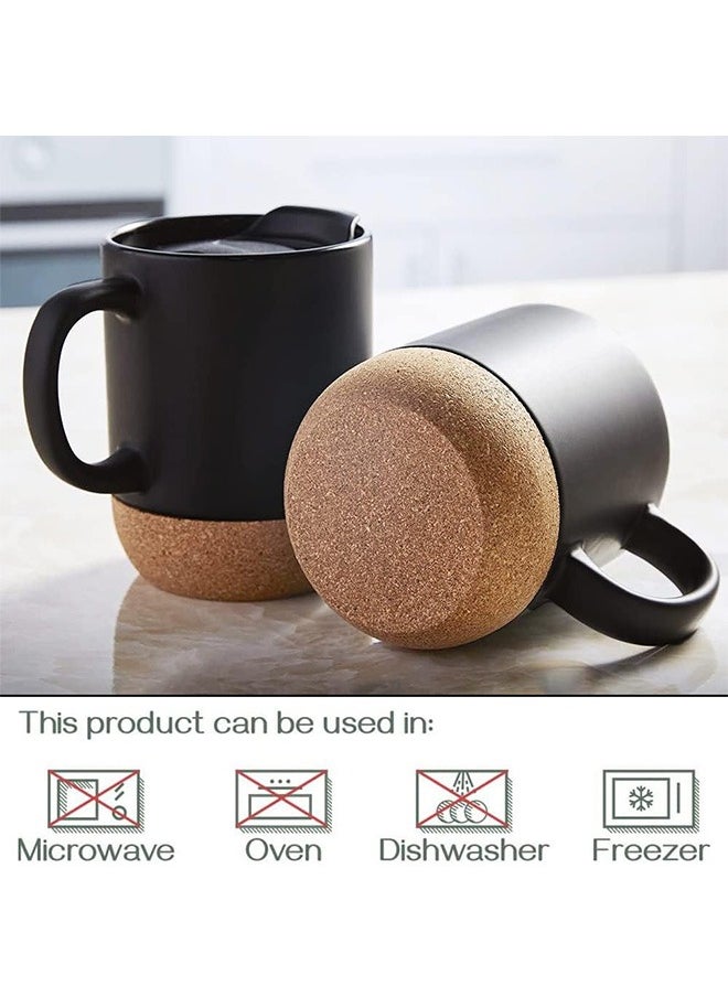 Garlo Coffee Mugs Set of 2, Ceramic Mug with Insulated Cork Bottom and Splash Proof Lid, Large Coffee Mug with Handle, Valentines Day Gifts for Men, Women  - Image 5