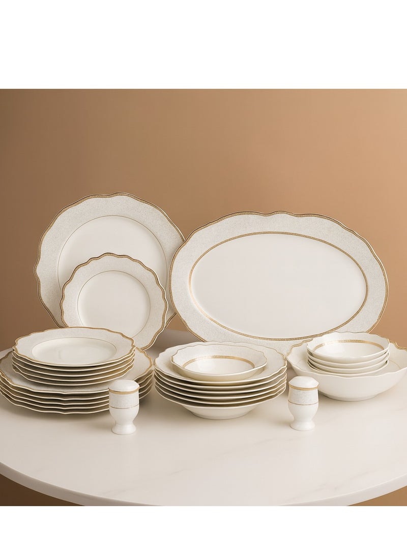Dania 28-piece porcelain dining set with gold engraving, suitable for 6 people - Image 1