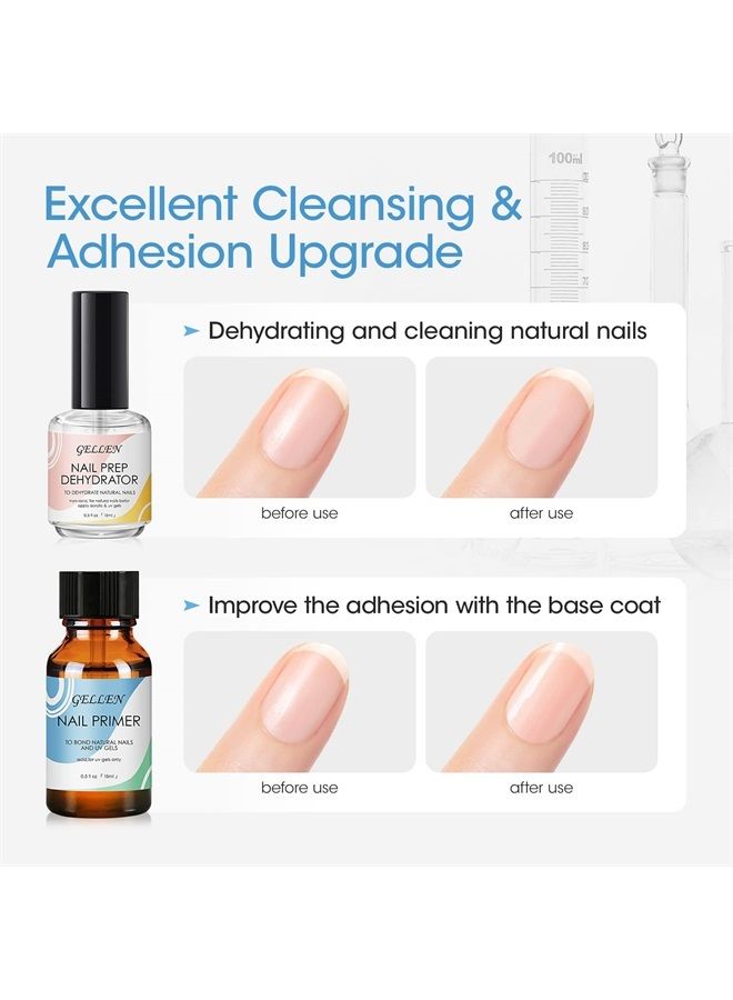 Gellen مجموعة طلاء الأظافر التمهيدي والطلاء العلوي والأساسي، نظام تقوية الأظافر، رابطة بروتينية فائقة، تجفيف سريع بالهواء لبودرة الأكريليك وطلاء الأظافر الجل - Image 3