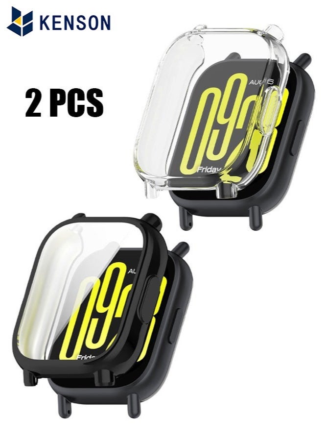 KENSON 2 Pcs Screen Protector Case Fit for Redmi Watch 5 Active, Durable Full Coverage TPU Protective Cover Bumper Frame Protector Case Accessories Fit for Redmi Watch 5 Active Smartwatch (Clear+Black)  - Image 1