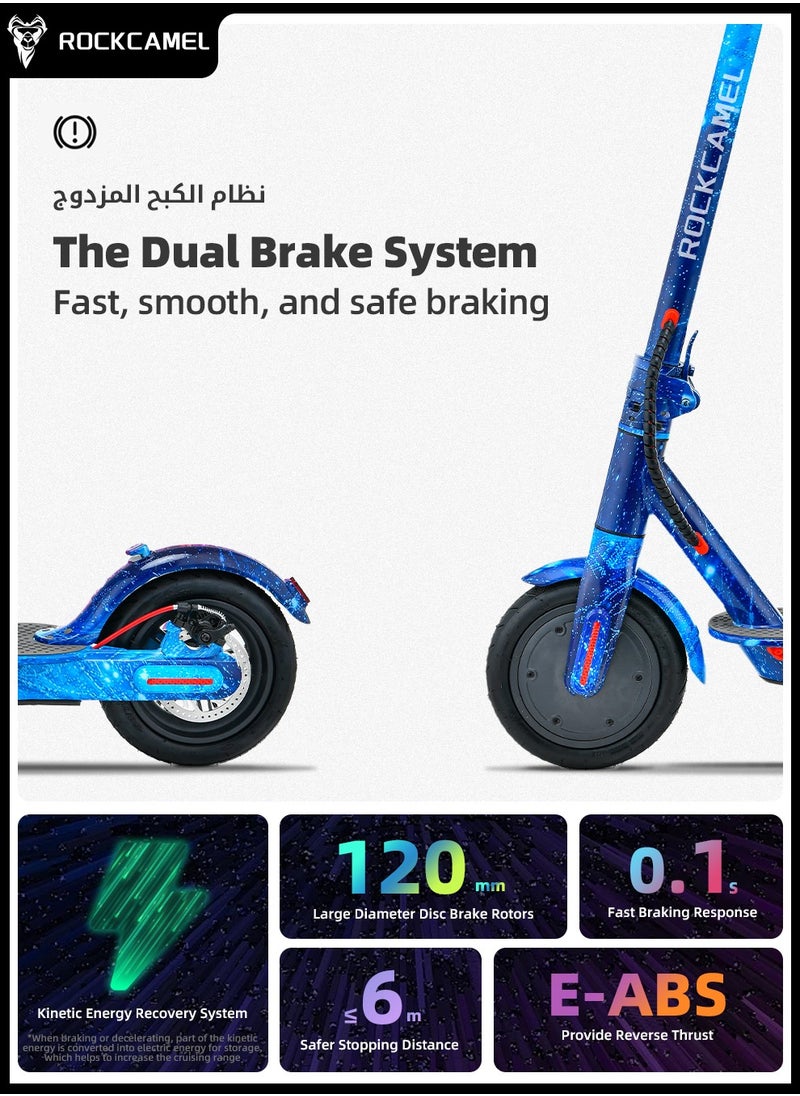 ROCKCAMEL - High-Performance Electric Kick Scooter with 350W Motor Speed of 25 km/h 8.5" Tires 25 km Long Range Dual Brakes Commuting Scooter for Adults and Teens LCD with Smart APP Connectivity - Image 1