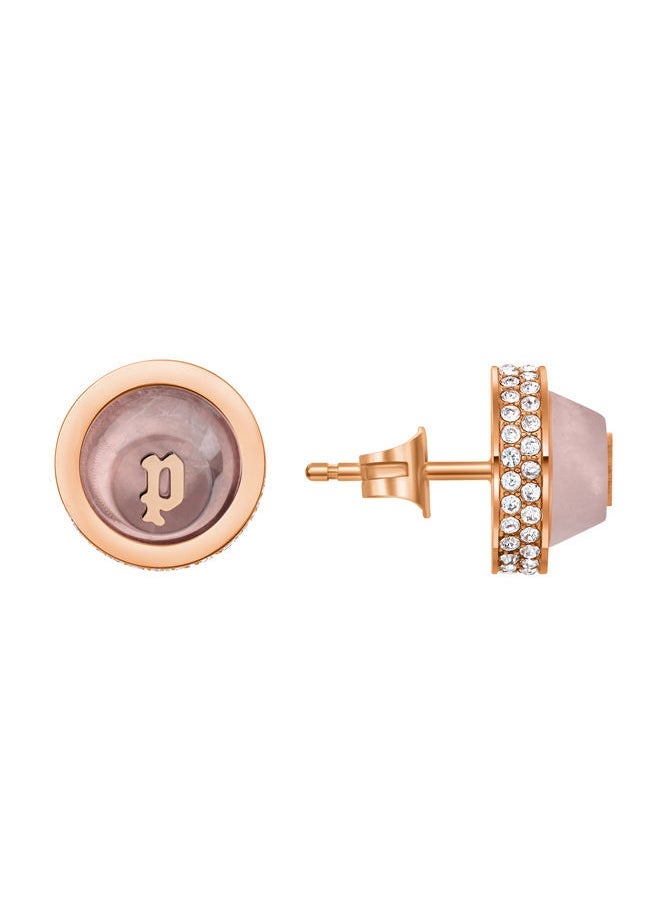 POLICE - Beaming Earring for Women Rose Gold Plating with Quartz Inlay Pave Stud - Image 1