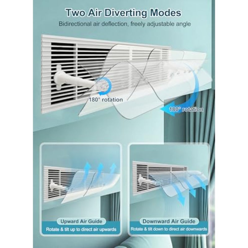 Central Air Conditioning Ceflector, Adjustable Size Split Air Conditioner Deflector, Transparent Panel عاكس هواء مكيف سبليت, Min 60cm Max 100cm, Fit for Central Air Deflector Grilles - Image 3