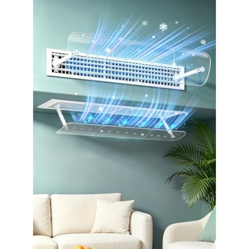 Central Air Conditioning Ceflector, Adjustable Size Split Air Conditioner Deflector, Transparent Panel عاكس هواء مكيف سبليت, Min 60cm Max 100cm, Fit for Central Air Deflector Grilles - Image 1