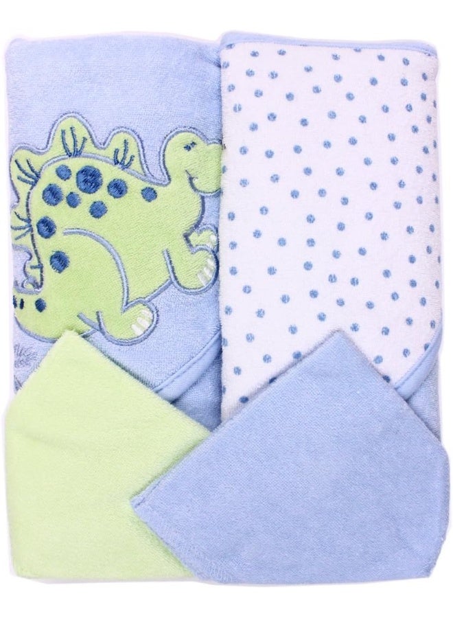 Spasilk Hooded Terry Bath Towel with Washcloths - Blue One Size Blue HT 2PC 08 - Image 1