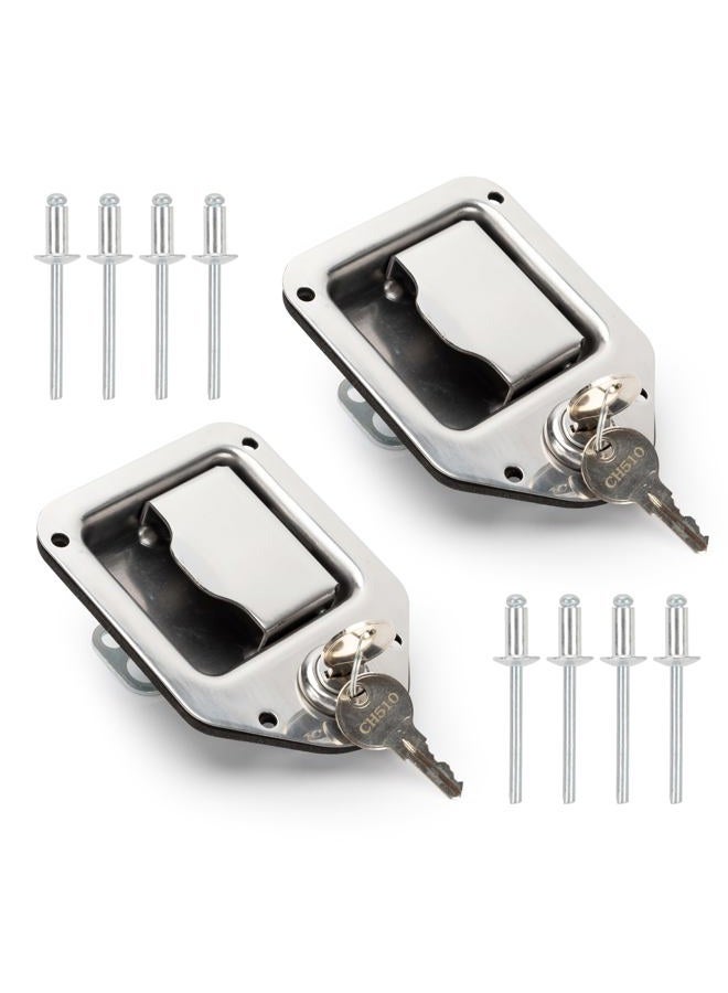 Lonffery Truck Tool Box Latch Stainless Steel Toolbox Paddle Lock Replacement Handle with Keys for RV, Truck, Trailer, UTV, ATV Box (2 Pack) - Image 1