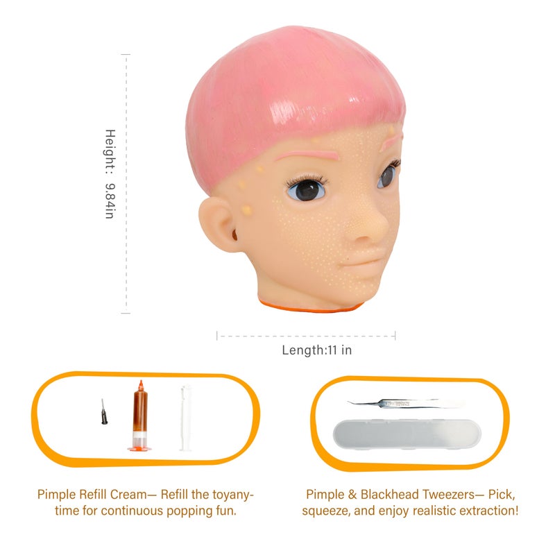 brenzo 2026 Adult Stress Relief Desk Figure with Refillable Popping Feature & Detail Cleaning Tool â€“ Reusable Sensory Fidget Decor for Office, Home & Workspace (Pink Hair) - Image 5