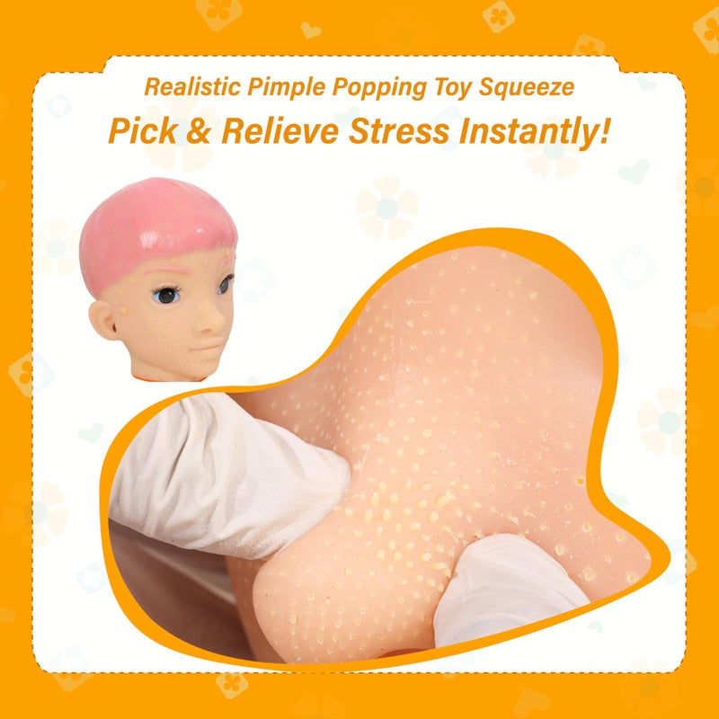 brenzo 2026 Adult Stress Relief Desk Figure with Refillable Popping Feature & Detail Cleaning Tool â€“ Reusable Sensory Fidget Decor for Office, Home & Workspace (Pink Hair) - Image 3