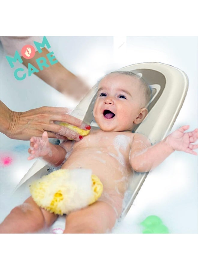 MOM CARES حوض استحمام للأطفال الرضع قابل للطي مع مسند مريح ومضاد للانزلاق، كرسي استحمام حديث بدعم سيليكون آمن، مصمم للمواليد حتى عمر الجلوس، مقاعد شبكية ناعمة وسريعة التجفيف، تصميم موفر للمساحة مع أرجل قابلة للطي، مناسب للبانيو العادي أو السفر، مواد بلاستيكية آمنة وخالية من BPA - Image 2