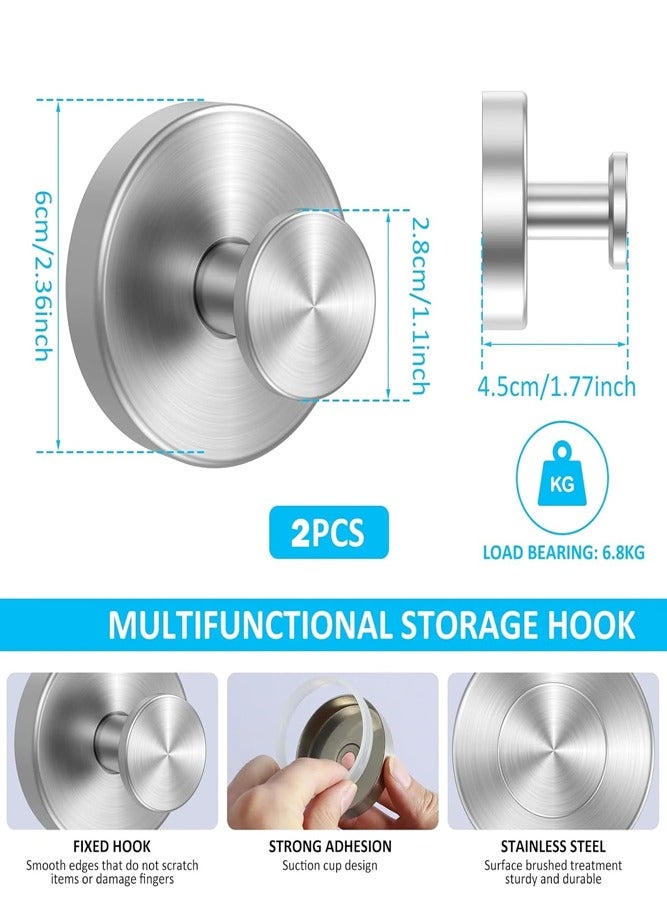 BELLSBERRY 2 قطعة خطافات منشفة بكوب شفط - خطافات حائط قابلة للإزالة بدون حفر للحمام والمطبخ والزجاج والبلاط - Image 2