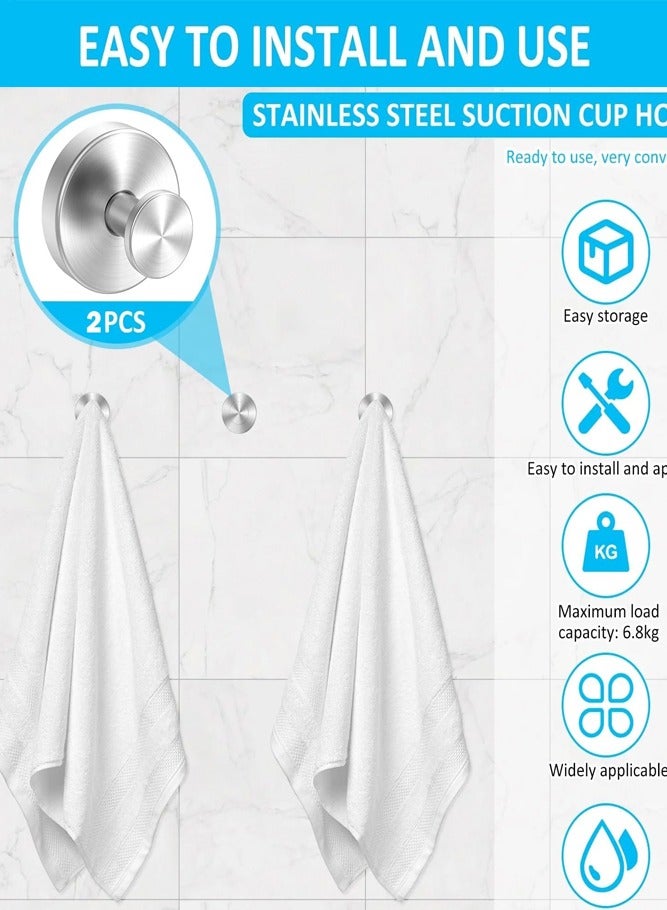 BELLSBERRY 2 قطعة خطافات منشفة بكوب شفط - خطافات حائط قابلة للإزالة بدون حفر للحمام والمطبخ والزجاج والبلاط - Image 4