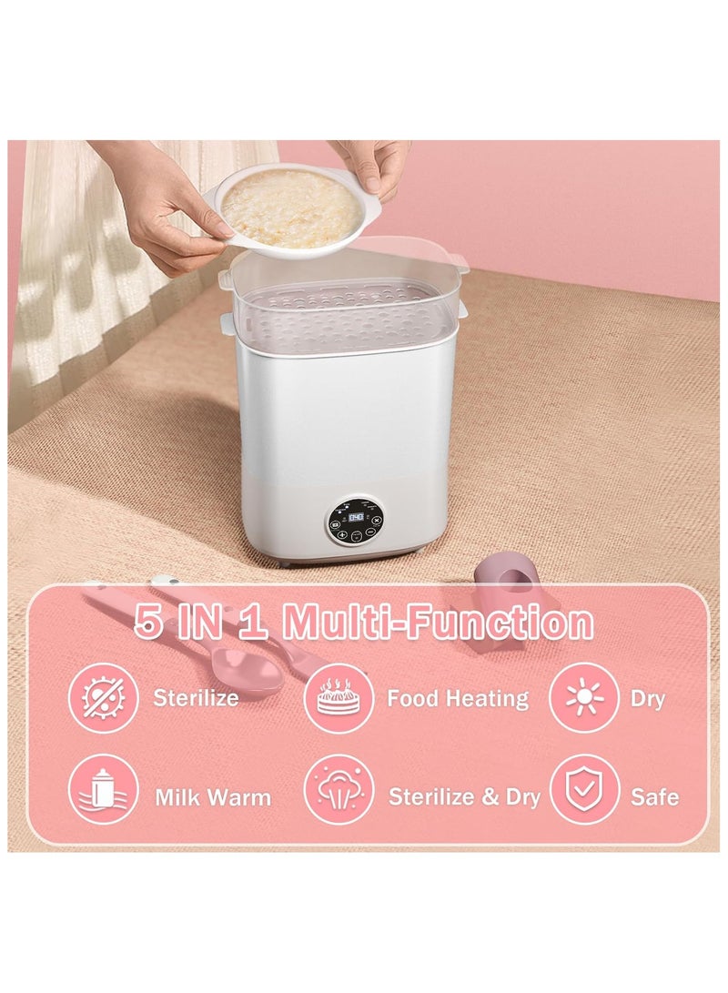 Baby Bottle Sterilizer and Dryer 5-in-1 Large Capacity Bottle Sanitizer and Dryer 2 Layers Compact Baby Bottle Electric Steam Sterilizer and Dryer for Baby Bottles Pacifiers Pump Parts - Image 3