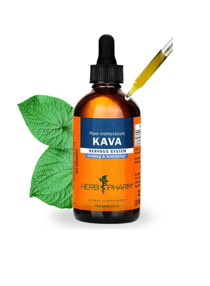 HERB PHARM Kava Root Liquid Extract to Reduce Stress and Promote Relaxation - 4 Ounce