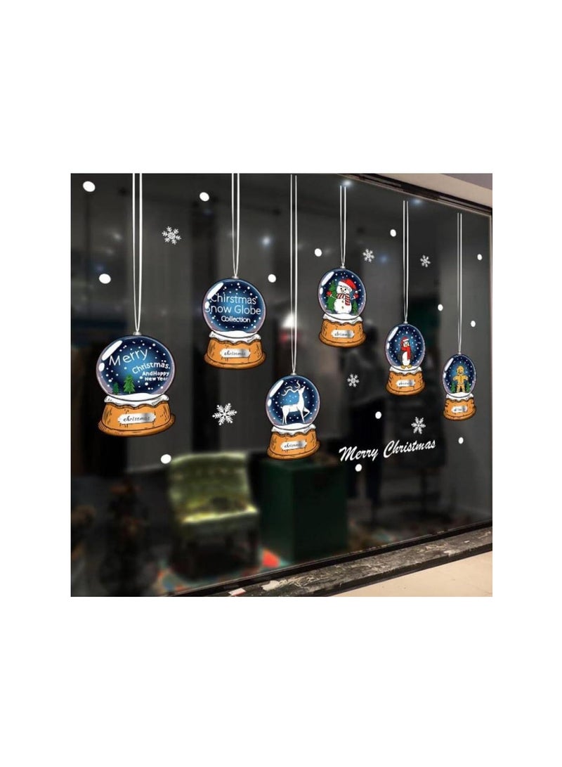 GGOOT Christmas Crystal Balls Shop Sticker Xmas Santa Claus Elk Wall Stickers Window Showcase Glass Decor Poster Shop Decors - Image 3