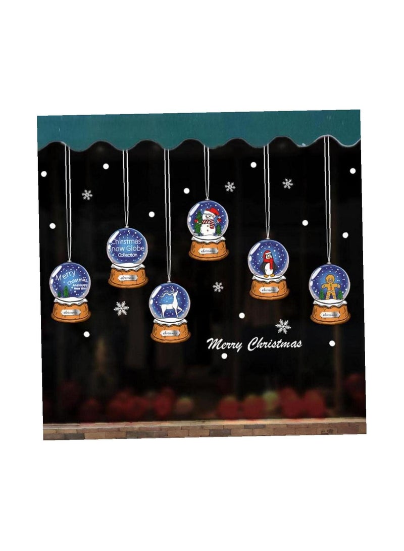 GGOOT Christmas Crystal Balls Shop Sticker Xmas Santa Claus Elk Wall Stickers Window Showcase Glass Decor Poster Shop Decors - Image 4