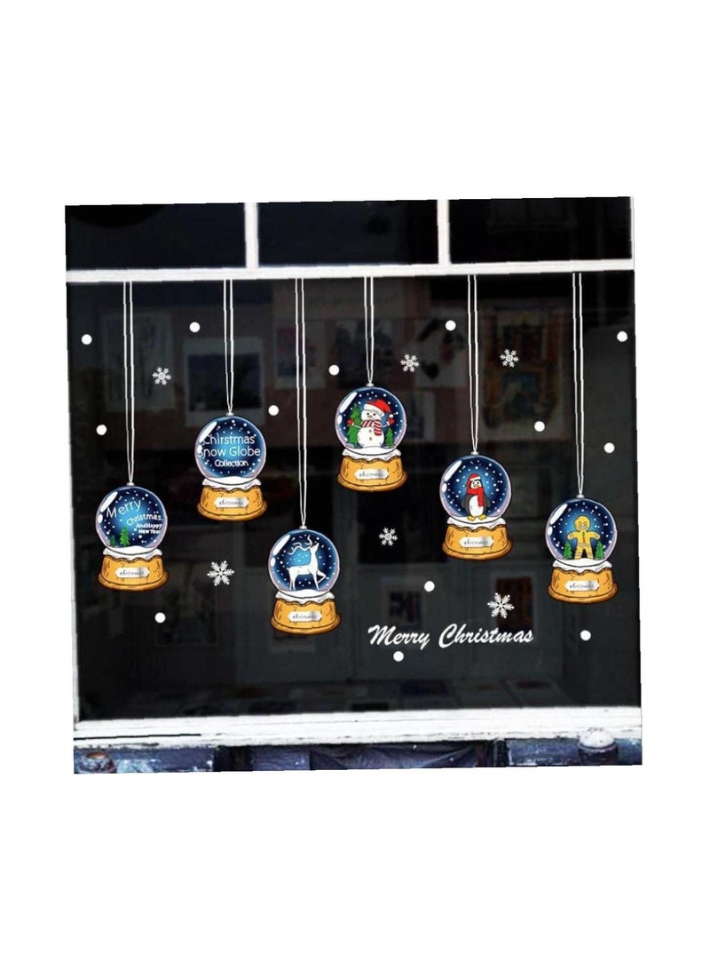 GGOOT Christmas Crystal Balls Shop Sticker Xmas Santa Claus Elk Wall Stickers Window Showcase Glass Decor Poster Shop Decors - Image 2