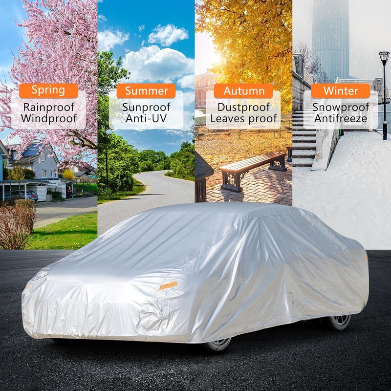 SEAZEN غطاء سيارة مقاوم للماء شديد التحمل للسيارات الكوبيه، مناسب عالمي لـ Ford Mustang وChevrolet Camaro وChevrolet Corvette وBMW 4 Series وAudi A5 وLexus RC وNissan GT-R وKia Stinger والمزيد (مناسب للسيارات حتى 200 بوصة) - Image 5