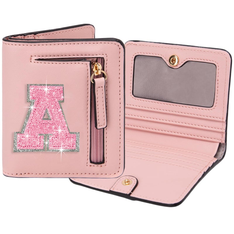 OYLOLA Birthday Gifts for Teen Girl Kids Wallet Girl Wallets Small Initial Rfid Wallet Teen Girls Gift Preppy Stuff for Girls Pink A - Image 1