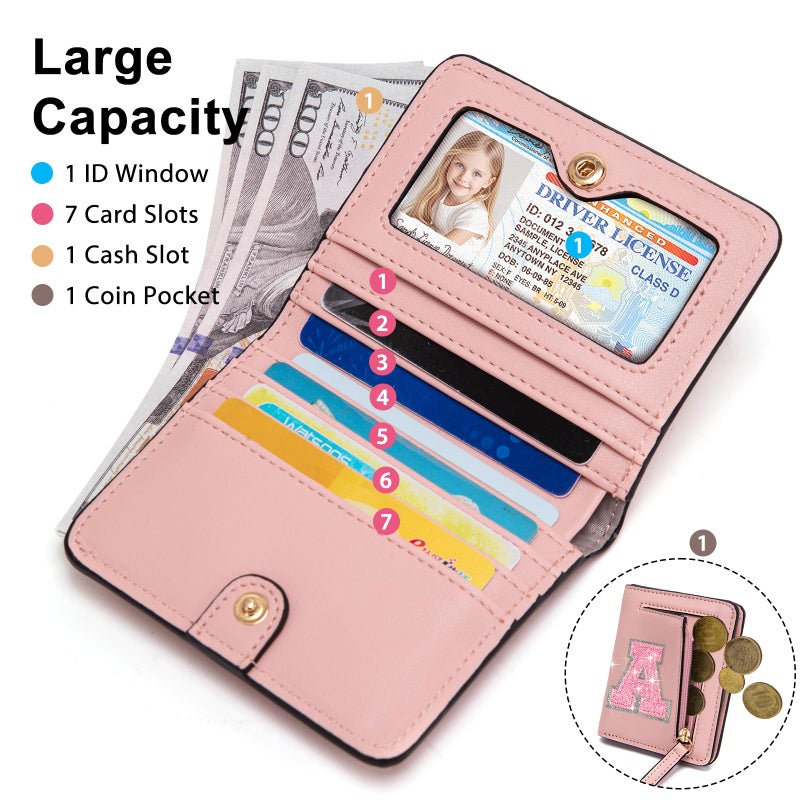 OYLOLA Birthday Gifts for Teen Girl Kids Wallet Girl Wallets Small Initial Rfid Wallet Teen Girls Gift Preppy Stuff for Girls Pink A - Image 3
