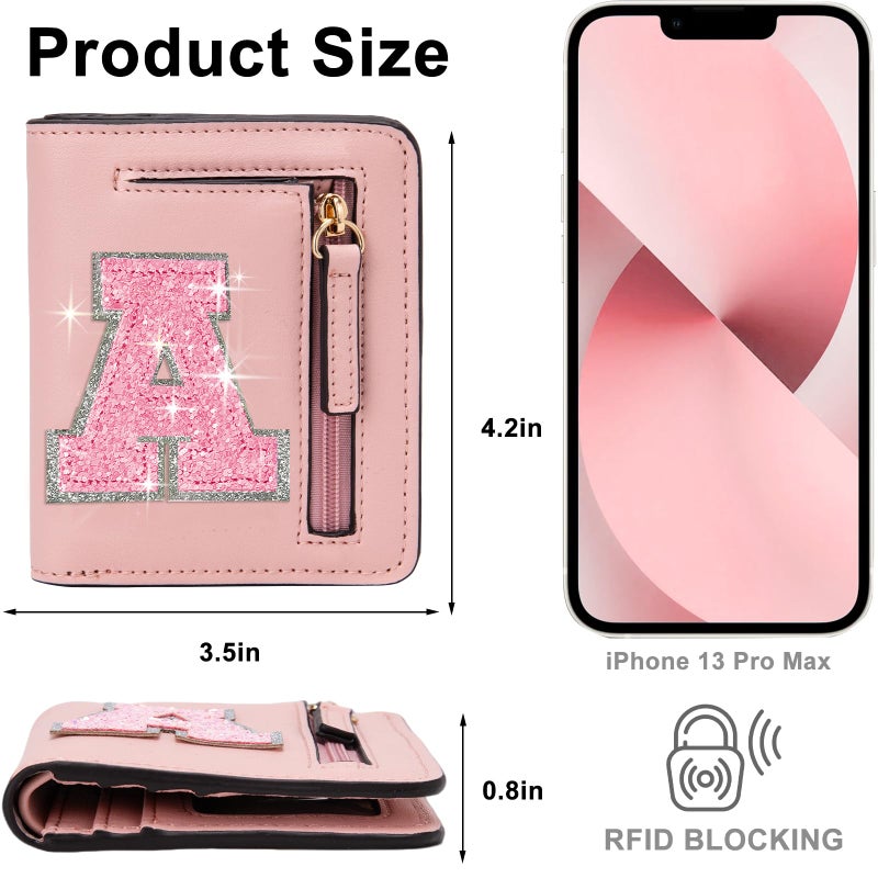 OYLOLA Birthday Gifts for Teen Girl Kids Wallet Girl Wallets Small Initial Rfid Wallet Teen Girls Gift Preppy Stuff for Girls Pink A - Image 4