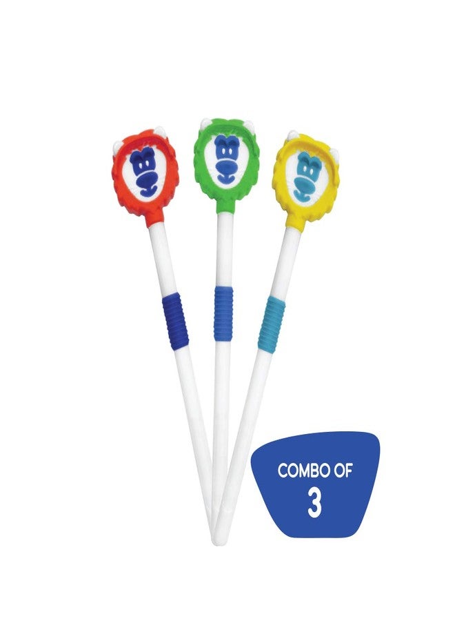 Buddsbuddy Combo of 3 Leo Kids Tongue Cleaner, 3 Pcs, BB3015 Multi Color - Image 1