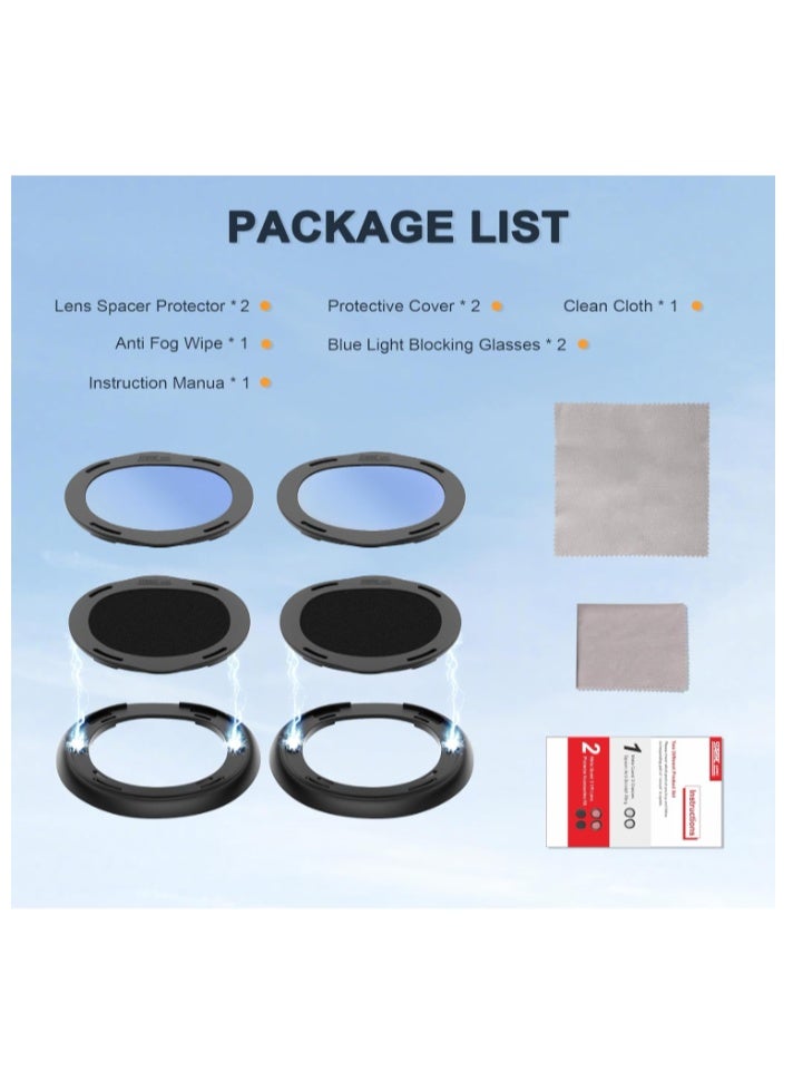 Lens Protector Kit for VR Meta Quest 3 – Magnetic Glasses Spacer, Anti-Fog Wipes, Lens Protective Cover, Blue Light Blocking Glasses, VR Accessories for Oculus Quest 3 (Not for Quest 3S), Gifts for Kids, Christmas Gift - Image 3