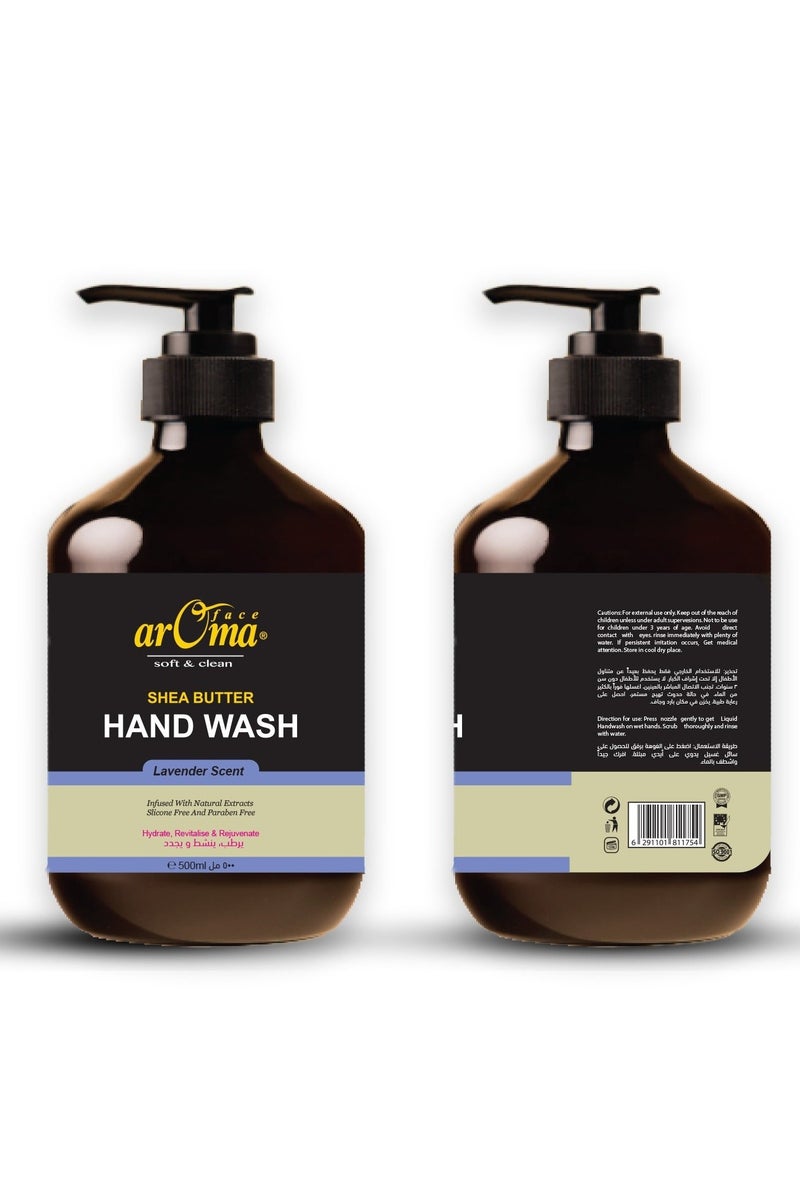 arOma face arOma Hand Wash, Shea Butter & Lavender Scent, 500ml | Hydrating & Protective Formula | Gentle on Skin | Paraben-Free | Long-Lasting Freshness & Aroma - Image 3