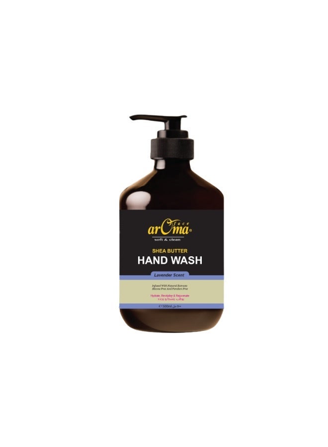 arOma face arOma Hand Wash, Shea Butter & Lavender Scent, 500ml | Hydrating & Protective Formula | Gentle on Skin | Paraben-Free | Long-Lasting Freshness & Aroma - Image 1