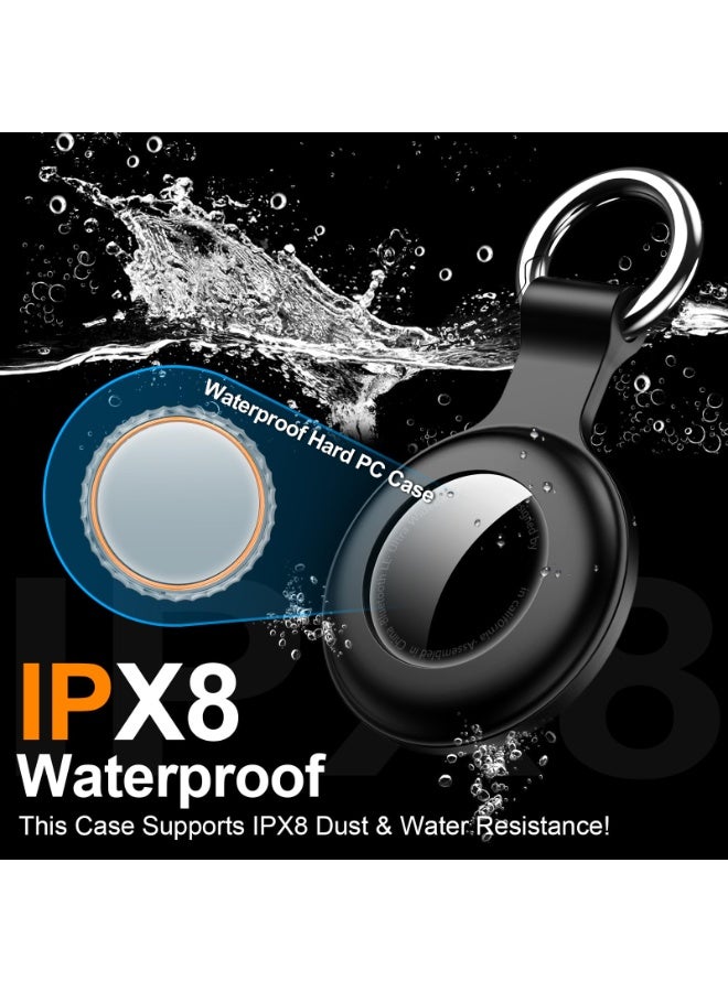 Fanski 2Pack,Compatible with Airtag Holder Case with Keychain IPX8 Waterproof,Shockproof GPS Tag Tracker Cover [Anti-Scratch] [PC+Silicone] for Item Finders Case for Pets,Kids,Luggages-Black/Rosered - Image 2