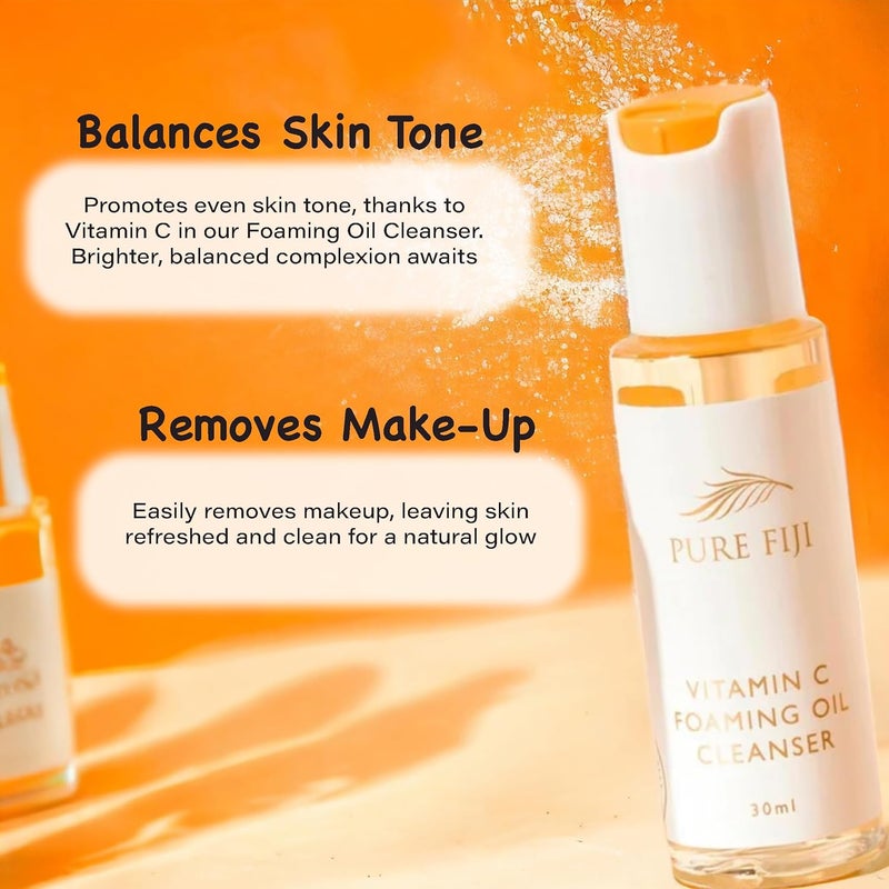 Pure Fiji Vitamin C Brightening Duo Kit Foaming Oil and Brightening Vitamin C Face Serum Anti Aging AntiWrinkle Facial Serum Gentle Foaming Oil Antioxidant Serum for All Skin Types - Image 2