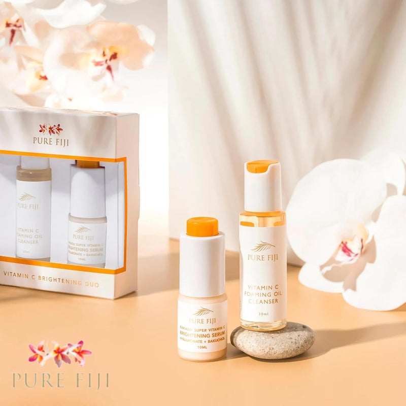 Pure Fiji Vitamin C Brightening Duo Kit Foaming Oil and Brightening Vitamin C Face Serum Anti Aging AntiWrinkle Facial Serum Gentle Foaming Oil Antioxidant Serum for All Skin Types - Image 4