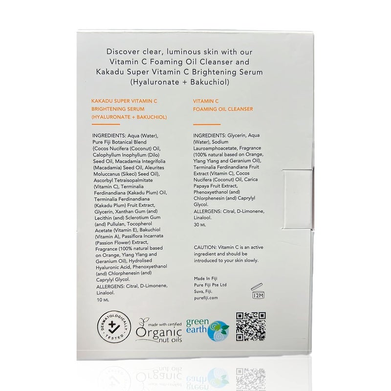 Pure Fiji Vitamin C Brightening Duo Kit Foaming Oil and Brightening Vitamin C Face Serum Anti Aging AntiWrinkle Facial Serum Gentle Foaming Oil Antioxidant Serum for All Skin Types - Image 5