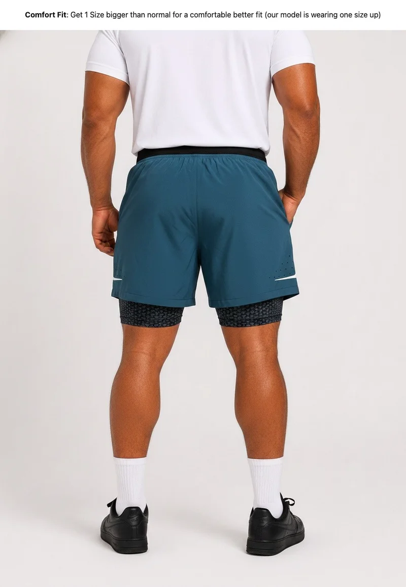 بريما إيس رجالي 2in1 Shorts عشاق الجيم بريميوم Dark Blue