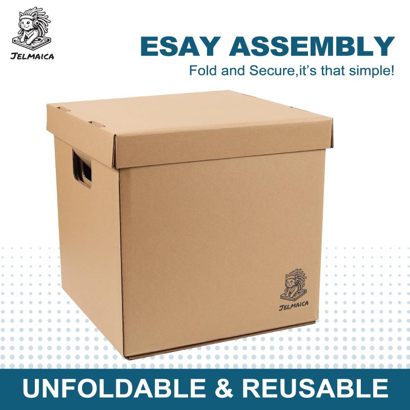 Jelmaica 12" Vinyl Record Storage and Moving Box - Sturdy Cardboard with Removable Lid - Holds up to 60 Records or Laser Discs - Set of 8 Boxes (8) (8)â€ - Image 5