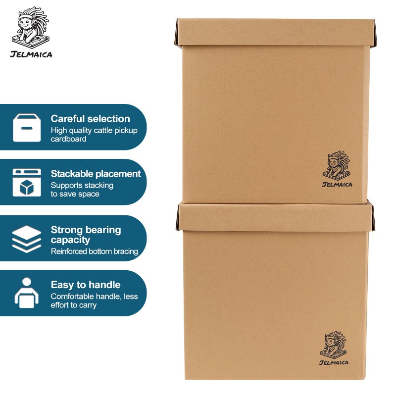 Jelmaica 12" Vinyl Record Storage and Moving Box - Sturdy Cardboard with Removable Lid - Holds up to 60 Records or Laser Discs - Set of 8 Boxes (8) (8)â€ - Image 4