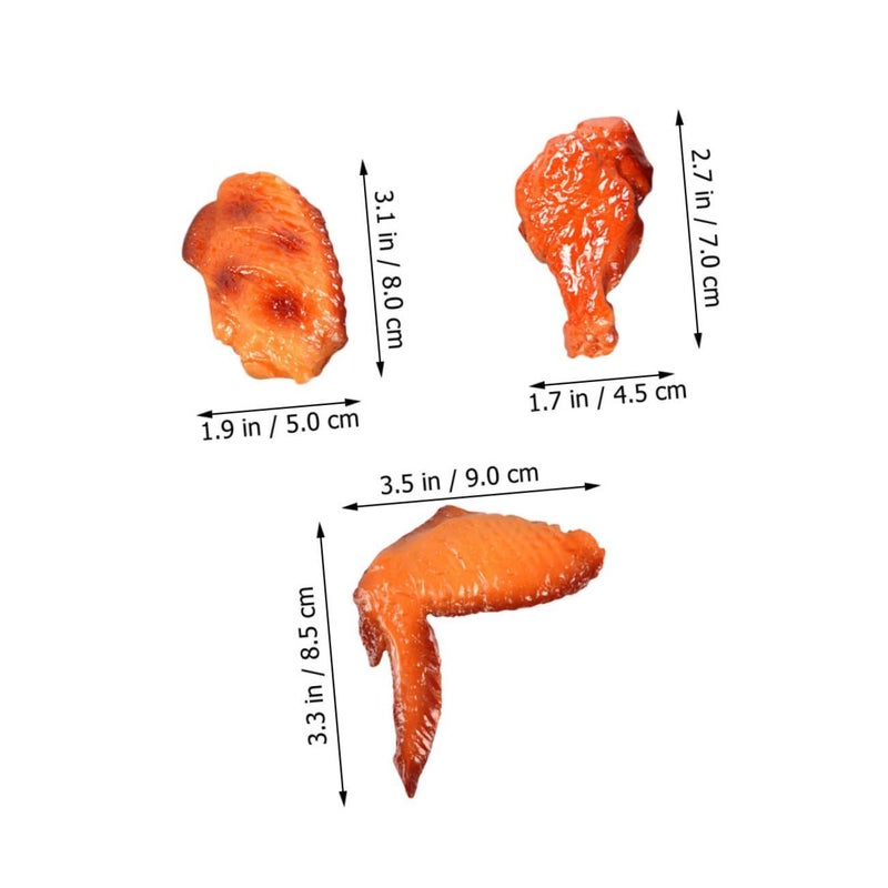 4pcs Realistic Chicken Wing Model Set Faux Food Props Kitchen Decoration Photography - Image 3