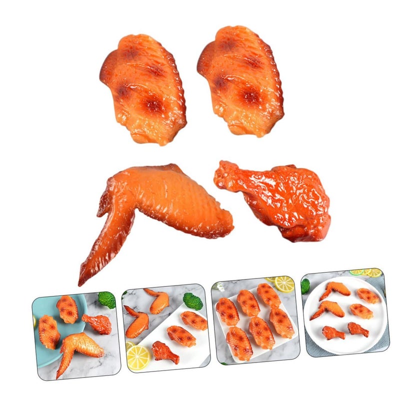 4pcs Realistic Chicken Wing Model Set Faux Food Props Kitchen Decoration Photography - Image 5