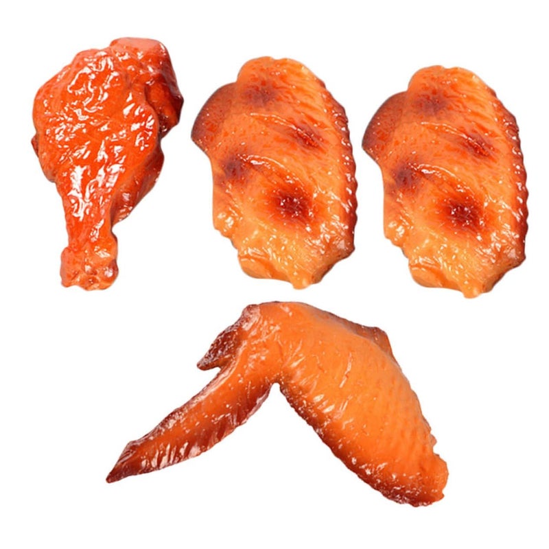 4pcs Realistic Chicken Wing Model Set Faux Food Props Kitchen Decoration Photography - Image 2