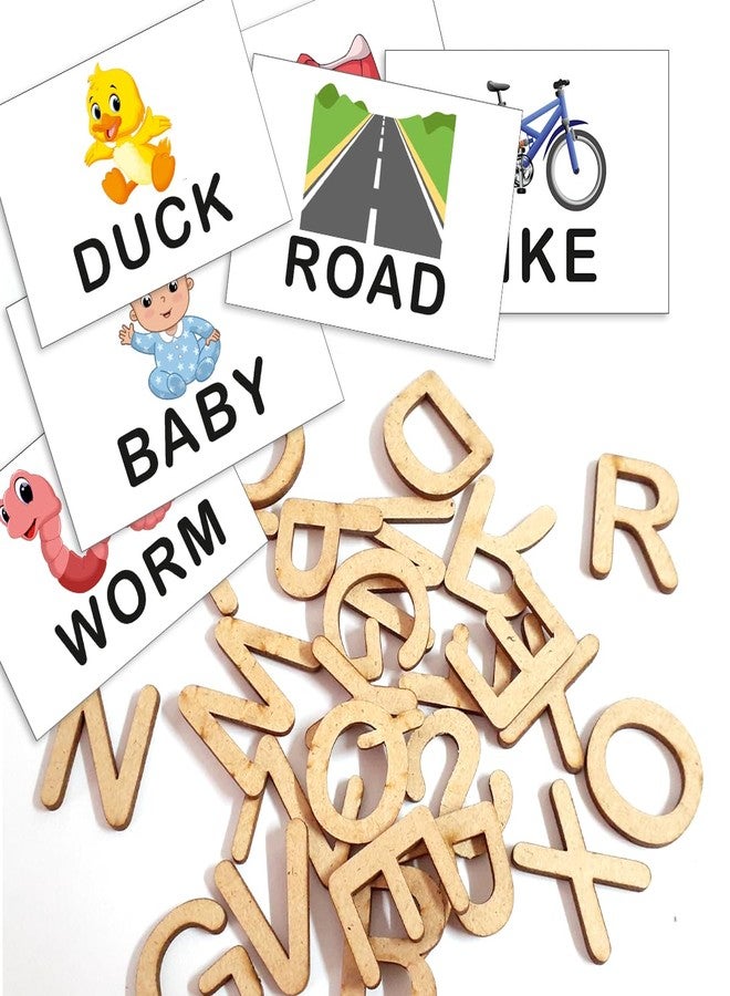 Tokyodo Word Making Game - Educational Flashcard & Alphabet Cutouts for Kids | Fun Spelling Puzzle Toy (3 Set Capital Alphabets Cutout & Flashcard with 4 Words Spelling) - Image 1