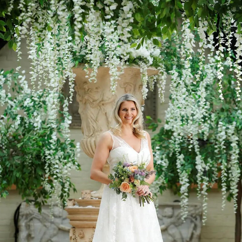 Luerbi 12 Pack White Flower Vines  White Wisteria Hanging Flowers  Fake White Wisteria  3.77 Feet White Artificial Wisteria Flowers  White Hanging Wisteria Flowers Garland  Yard White Flower Vines Decor - Image 5